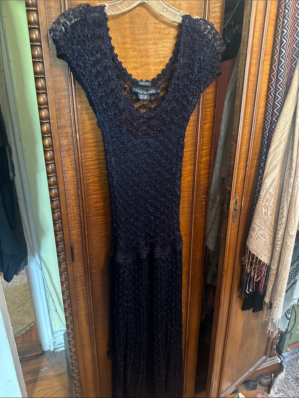 Ralph Lauren Navy Crochet Maxi Dress